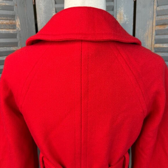 J. Crew Sadie Double Breasted Belted Wool Coat Poppy Red Sz 2 - Picture 9 of 16